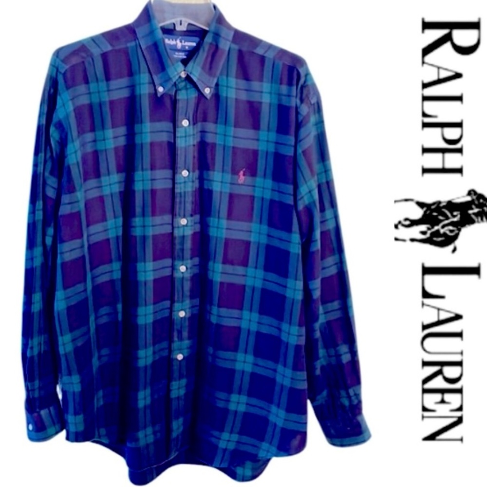 SALE Ralph Lauren Blue Label Blake Plaid Long Sleeve Shirt Size Large